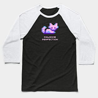 Pixel Feline Elegance | Cute Cat Baseball T-Shirt